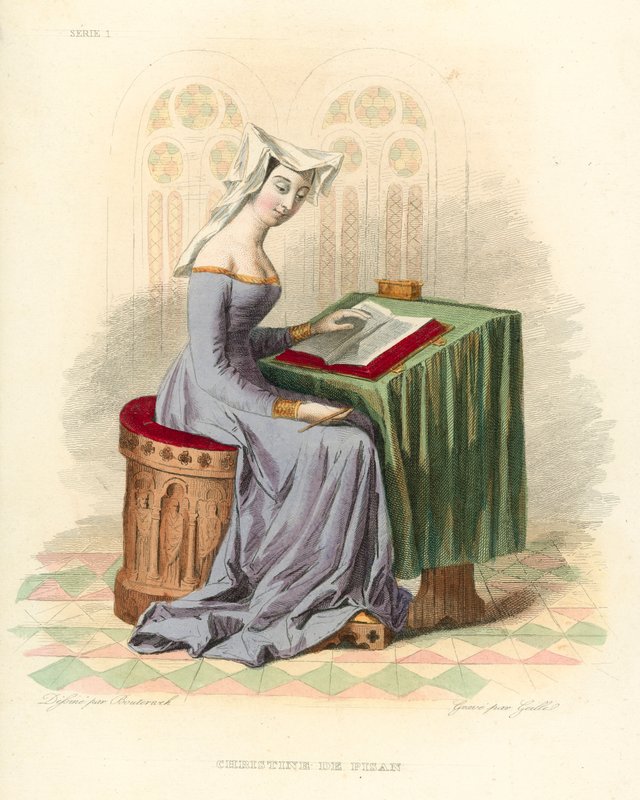 Christine de Pisan (gravura colorida) de French School