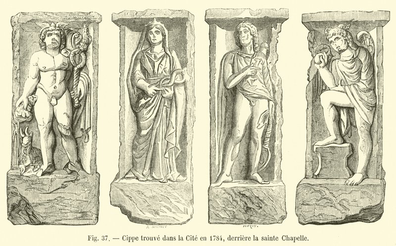 Cippe encontrado na Cité em 1784, atrás da Sainte Chapelle de French School