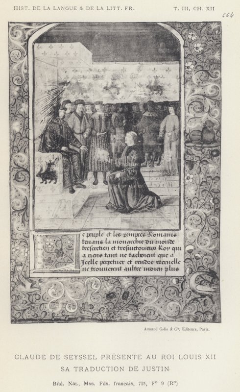 Claude De Seyssel Apresenta ao Rei Luís XII Sua Tradução de Justin (litho) de French School