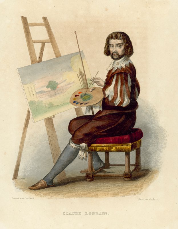 Claude Lorrain (gravura colorida) de French School