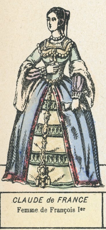 Claude de France, Esposa de François I (gravura a cores) de French School