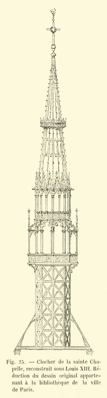 Torre sineira da Sainte Chapelle, reconstruída sob Louis XIII, Redução do desenho original pertencente à biblioteca da cidade de Paris de French School