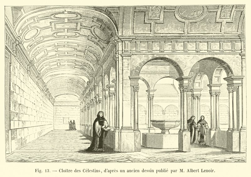 Claustro dos Celestinos, depois de um desenho antigo publicado por Albert Lenoir de French School