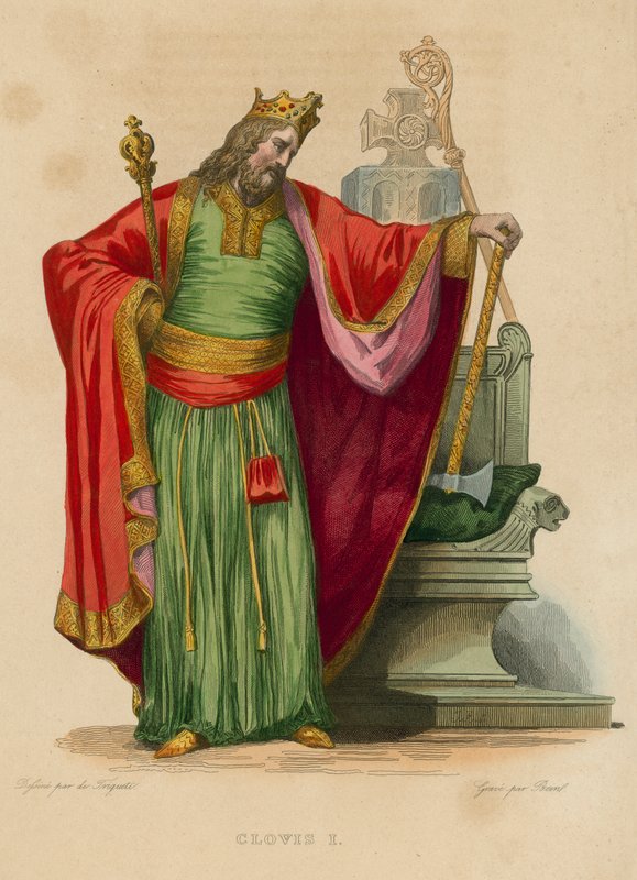 Clovis I (gravação a cores) de French School