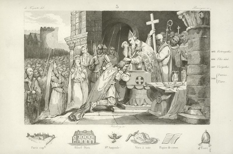 Clovis I, rei merovíngio dos francos de French School