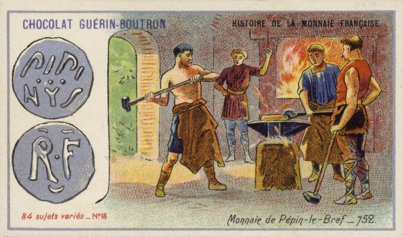 Moedas de Pepin the Short, 752 (chromolitho) de French School