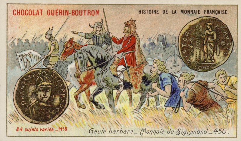 Moedas de Sigismond, Gália Bárbara, 450 (chromolitho) de French School