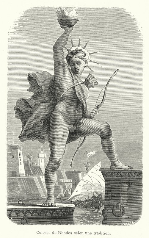 Colosso de Rodes de acordo com uma tradição (gravura) de French School