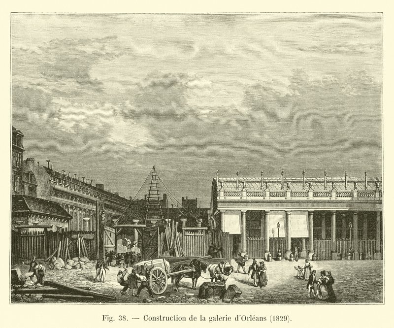 Construção da Galeria d&39;Orleans, 1829 de French School