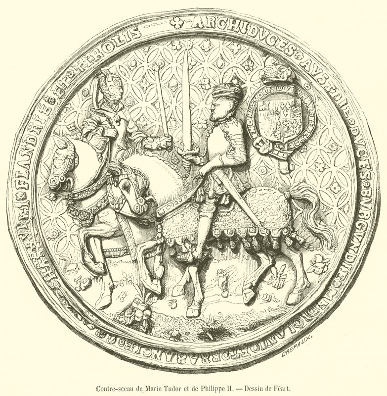 Contra-selo de Maria Tudor e Filipe II (gravura) de French School