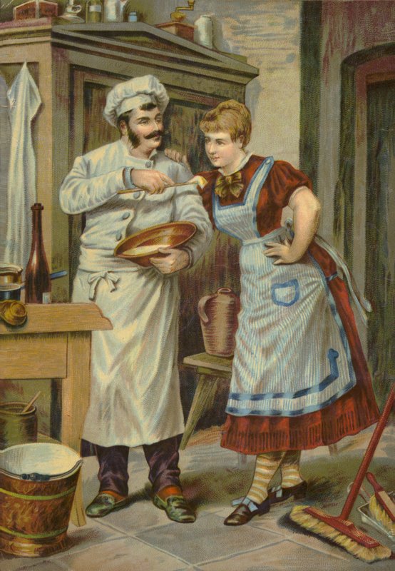 Cozinhe dando empregada algo a gosto de French School