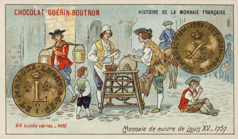 As moedas de cobre de Luís XV de French School
