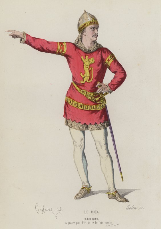 Corneille, Le Cid, Act II, Sc II (gravura a cores) de French School