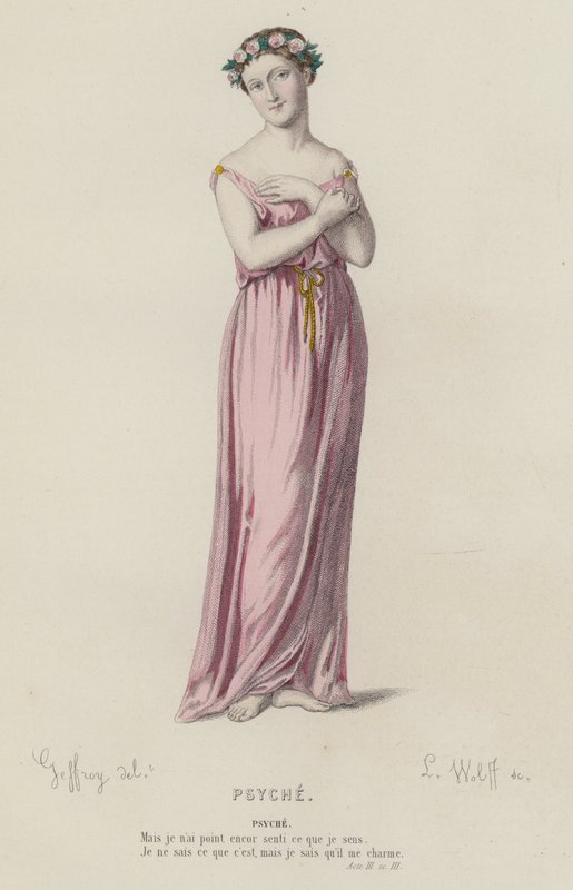 Corneille, Psyche, Acto III, Sc III (gravura a cores) de French School