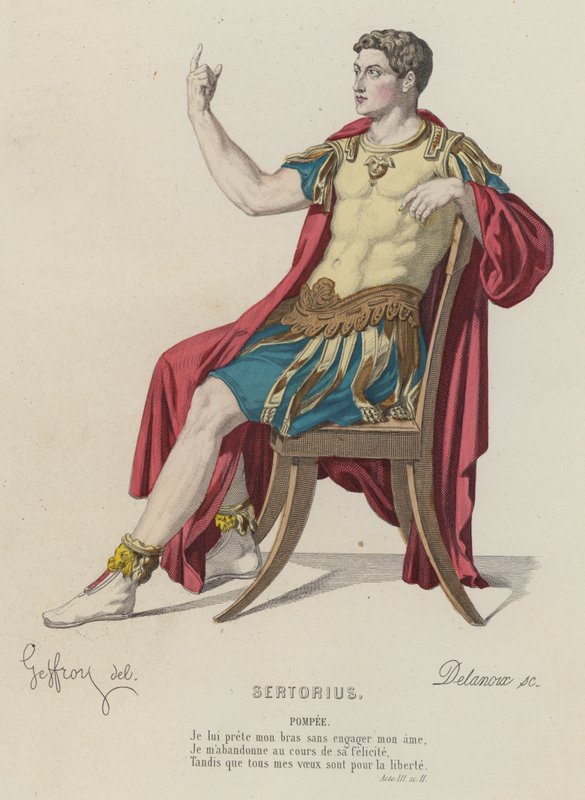 Corneille, Sertorius, Acto III, Sc II (gravura a cores) de French School