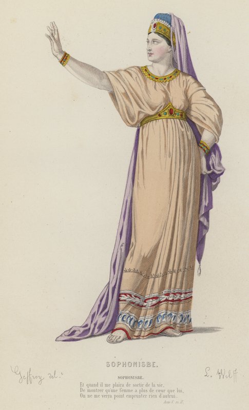 Corneille, Sophonisbe, Acto V, Sc II (gravura a cores) de French School