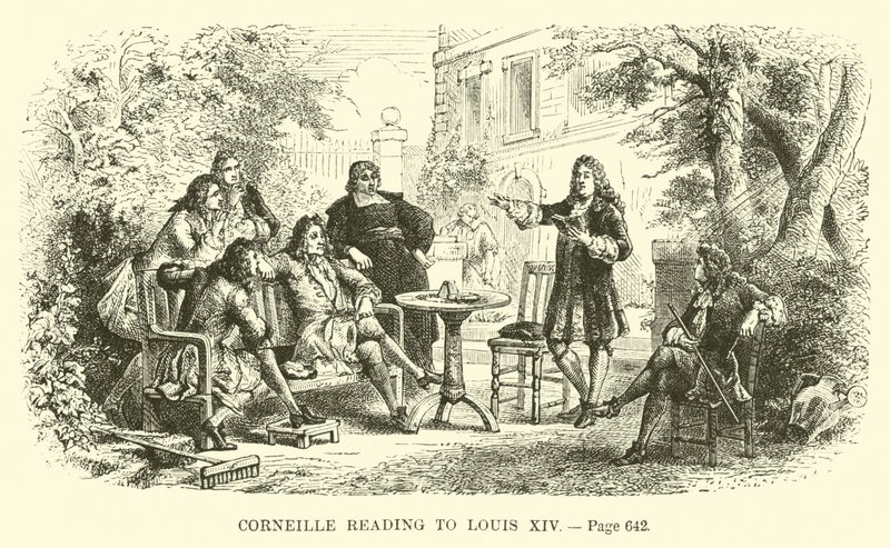 Corneille lendo para Louis XIV de French School