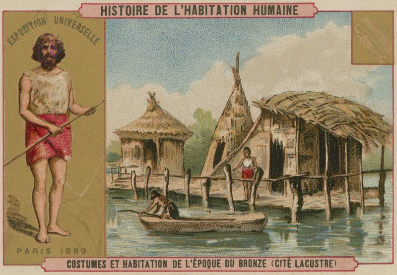 Fantasias e residências lacustres da Idade do Bronze (chromolitho) de French School