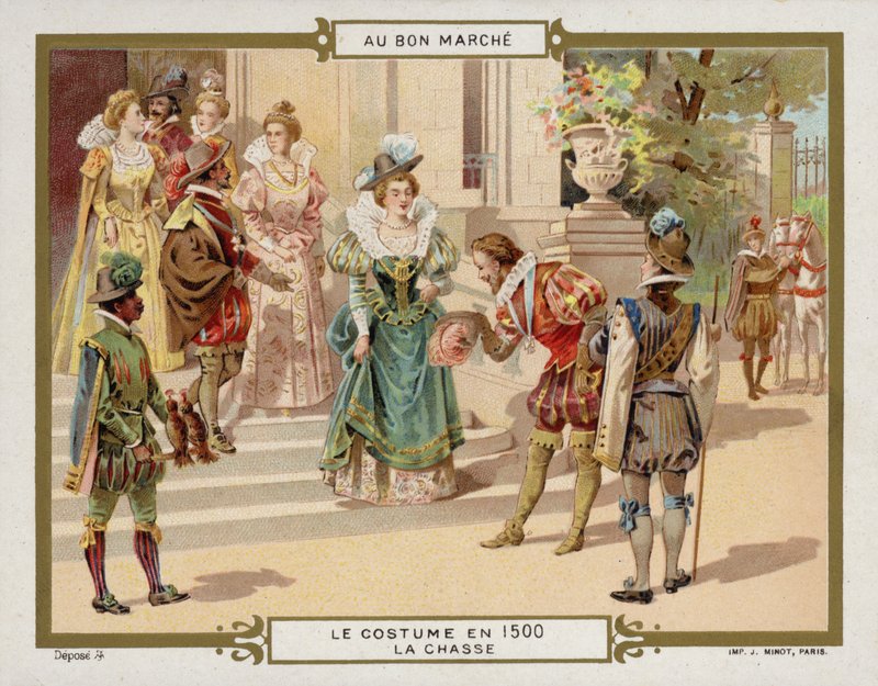 Traje em 1500 - caça (chromolitho) de French School