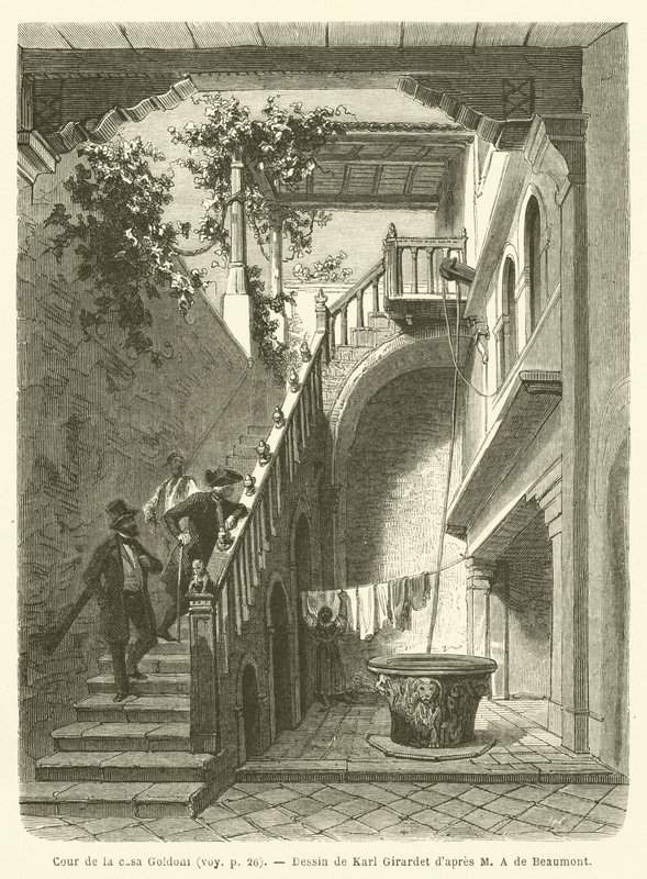 Pátio da Casa Goldoni (gravura) de French School