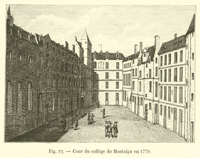 Corte do Colégio Montaigu em 1779 de French School