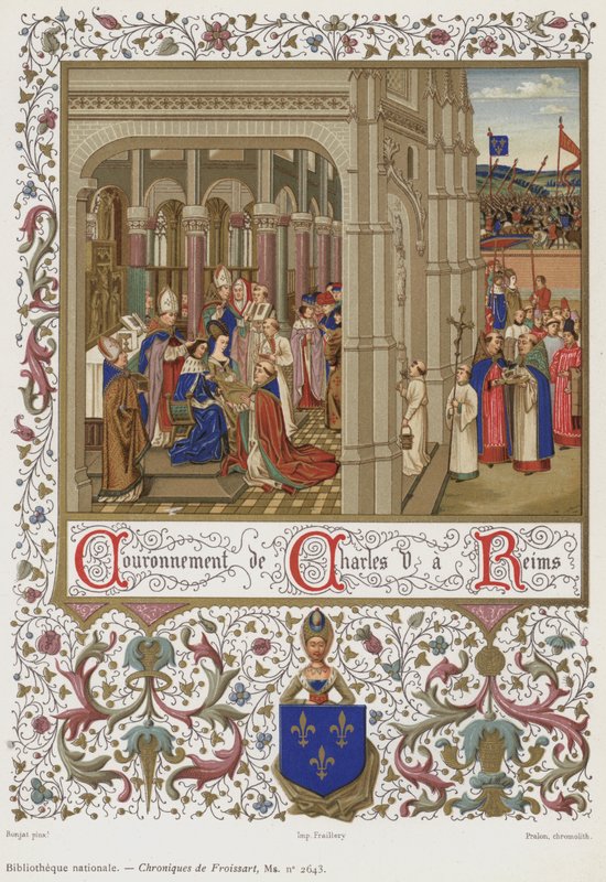 Coroação de Carlos V em Reims (chromolitho) de French School