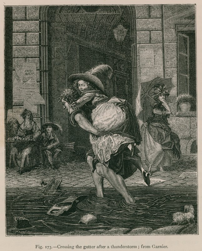 Atravessando a sarjeta depois de uma tempestade; de Garnier de French School