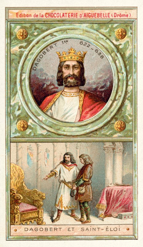 Dagobert I e St Eloi, Século VII (chromolitho) de French School