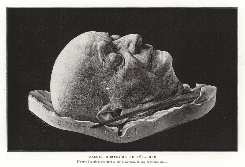 Máscara da morte de Pierre-Jean de Beranger, poeta e compositor francês de French School