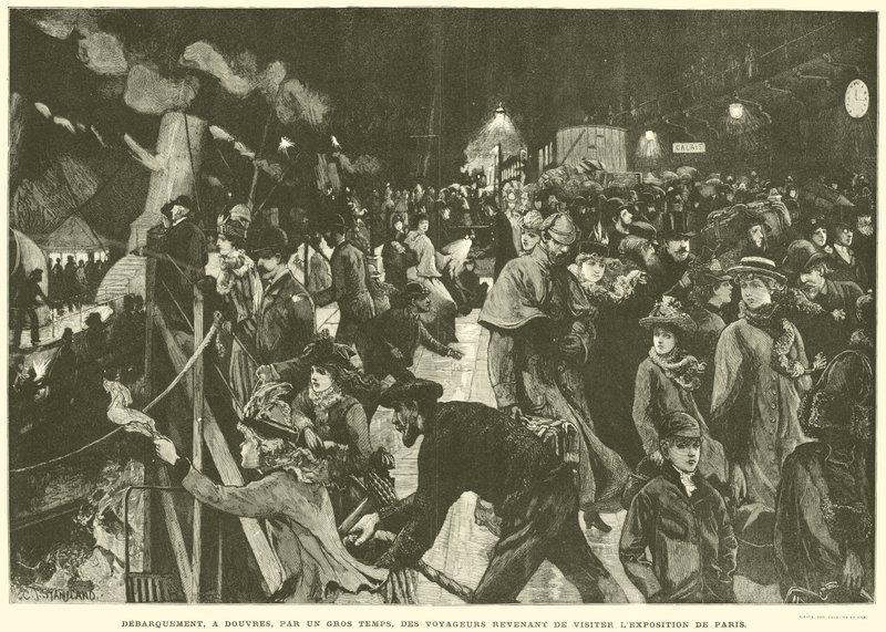 Aterragem, em Dover, em Tempo Pesado, de Viajantes que Regressam de Visita à Exposição de Paris (gravação) de French School