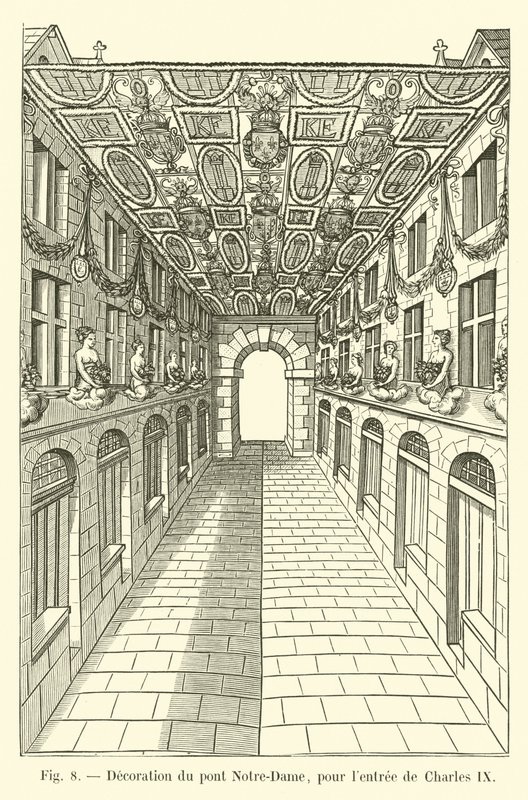 Decoração da ponte Notre-Dame, para a entrada de Charles IX de French School