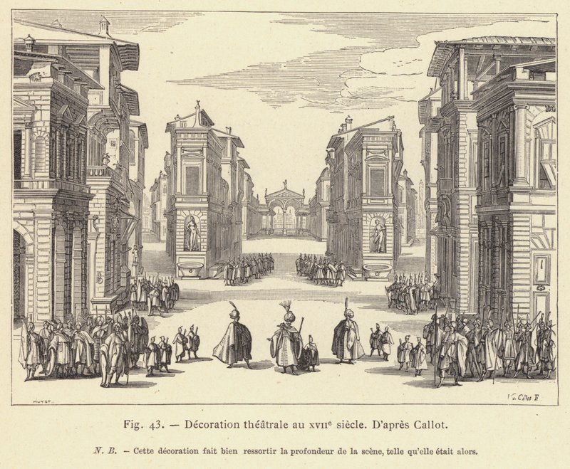 Decoração teatral no século XVII (gravura) de French School