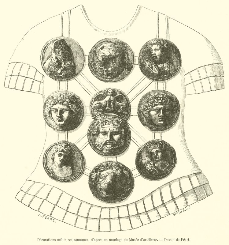 Decorações militares romanas (gravura) de French School