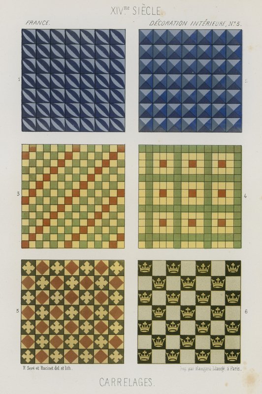 Azulejos decorativos do século XIV de French School