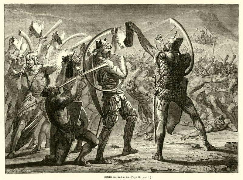 Derrota dos Midianitas (gravura) de French School