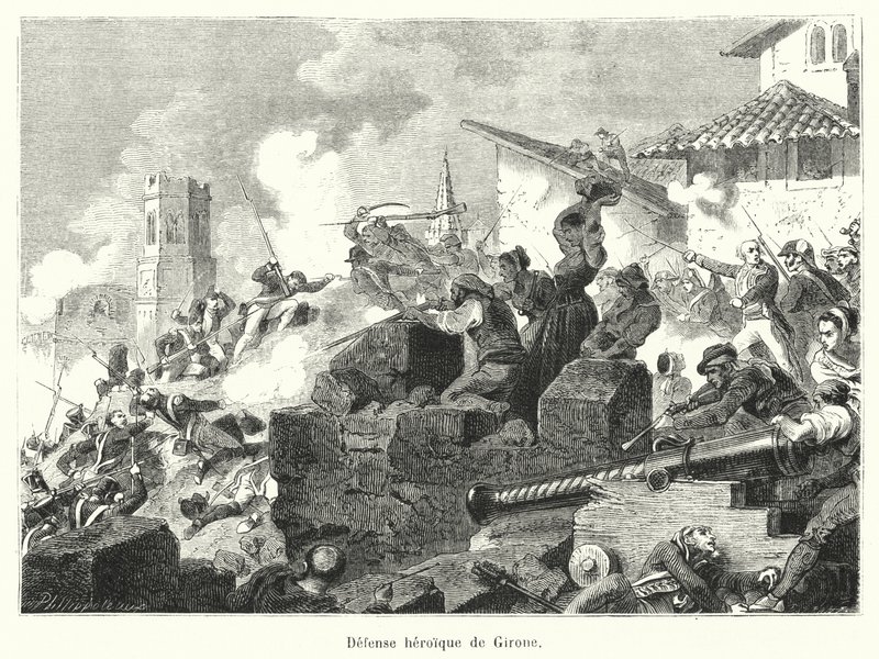 A defesa heróica de Girona (gravura) de French School