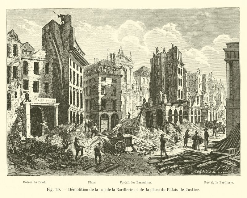 Demolição da Rue de la Barillerie e da Place du Palais-de-Justice de French School