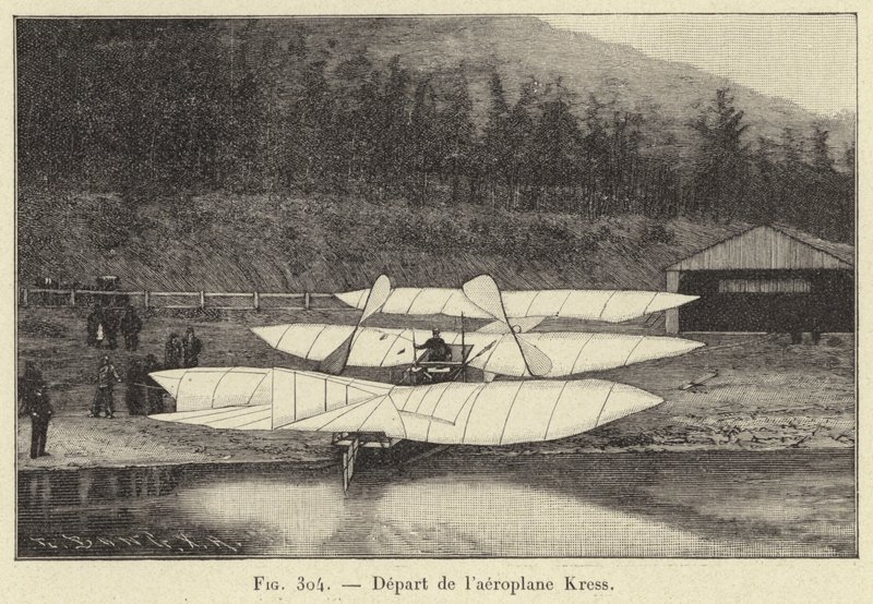 Saída do avião Kress (gravura) de French School