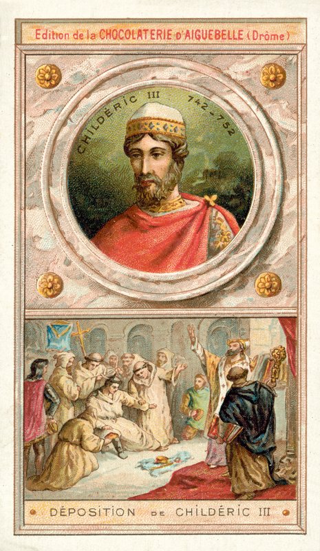 Deposição de Childeric III, 752 (chromolitho) de French School