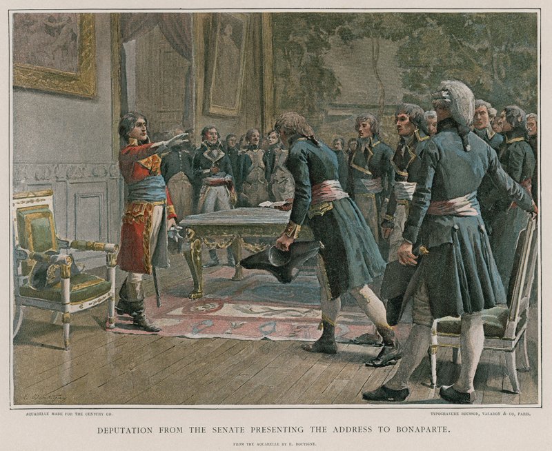 Deputado do senado apresentando o endereço a Bonaparte de French School