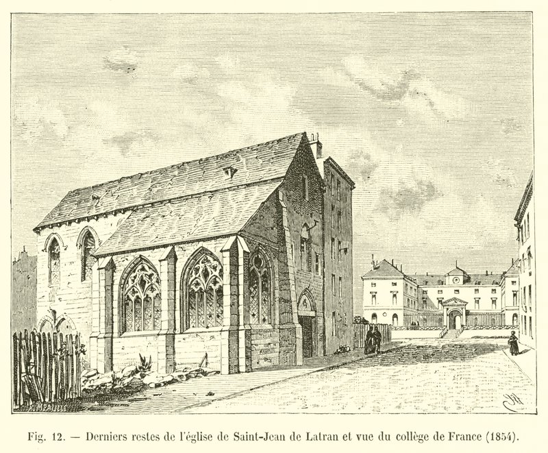 Últimos restos da Igreja de São João de Latrão e vista do Colégio da França, 1854 de French School