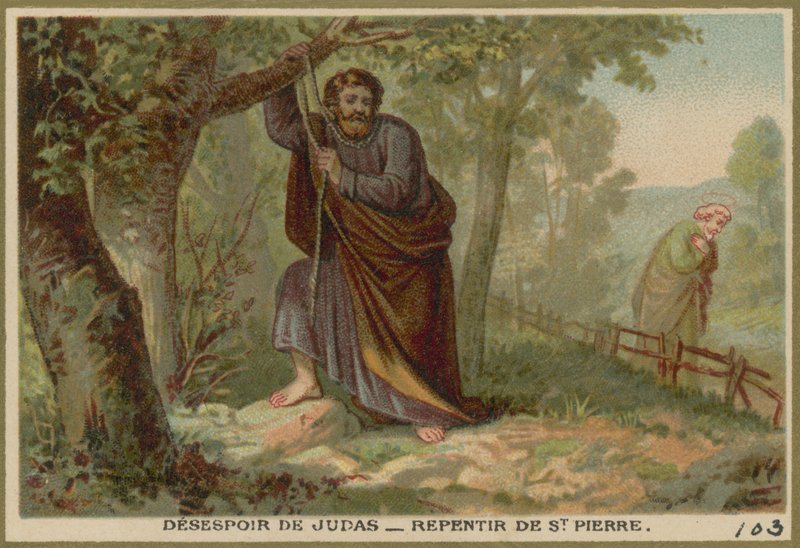 Desespero de Judas - Arrependimento de São Pedro de French School