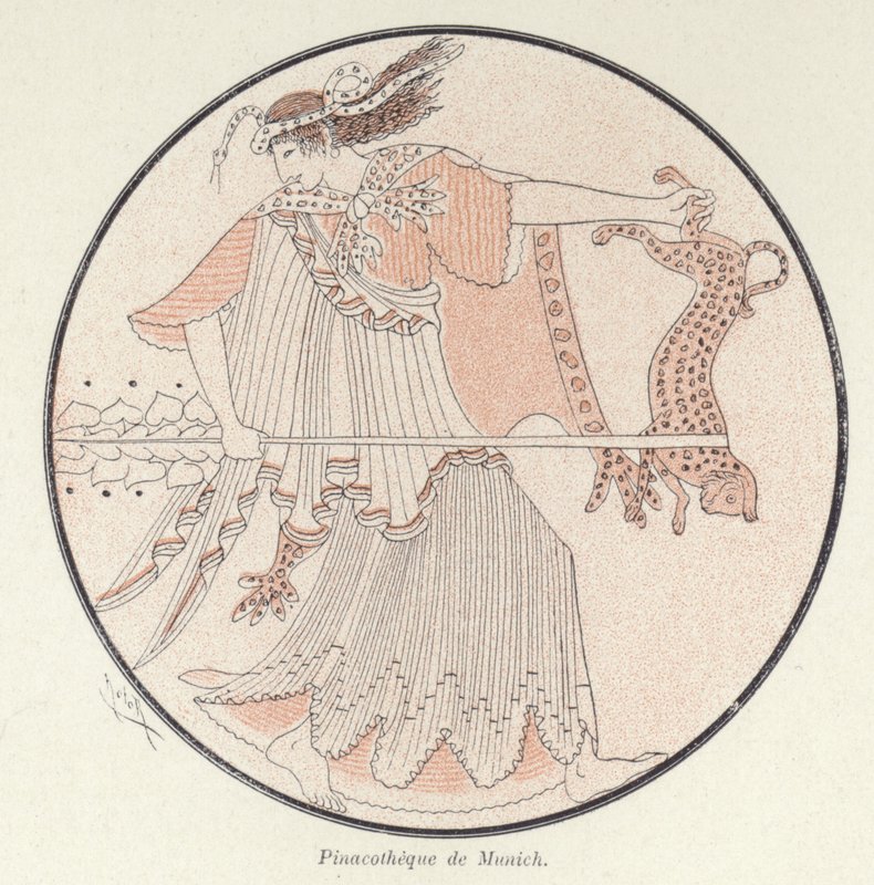 Detalhe da olaria grega (cor litho) de French School