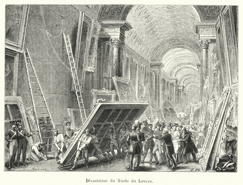 Devastação do Museu do Louvre (gravura) de French School