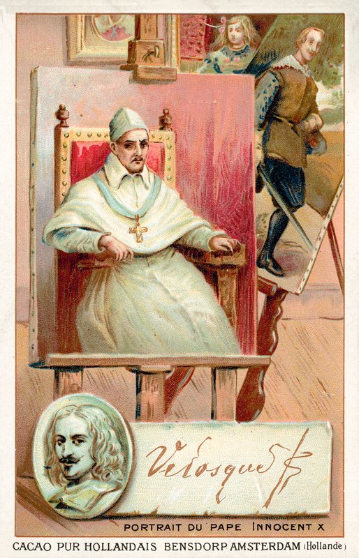 Diego Velasquez, pintor espanhol, e retrato do Papa Inocêncio X (chromolitho) de French School