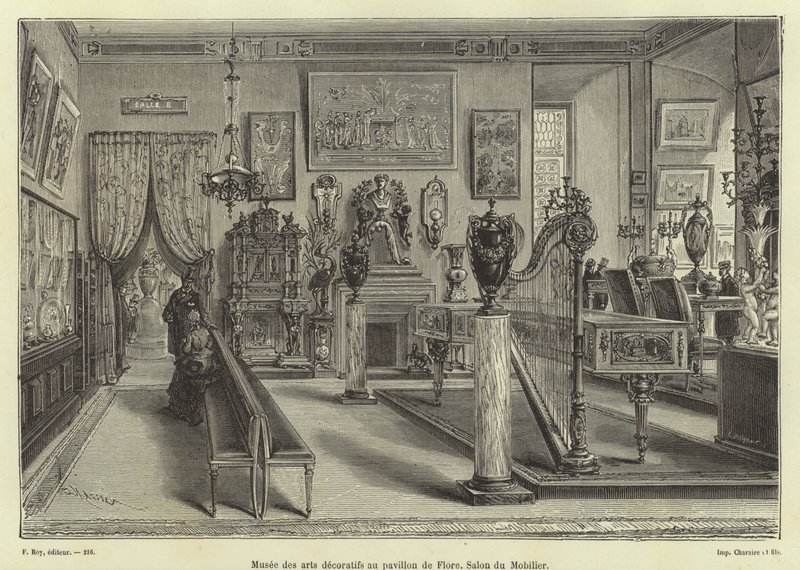 Exposição, de, sala de estar, mobília, pavillon flore, louvre, palácio, paris de French School