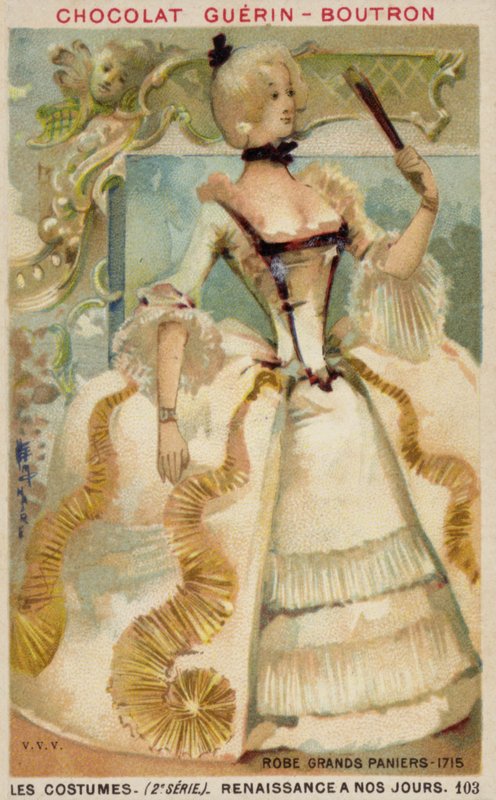 Vestido com grandes malas, 1715 de French School