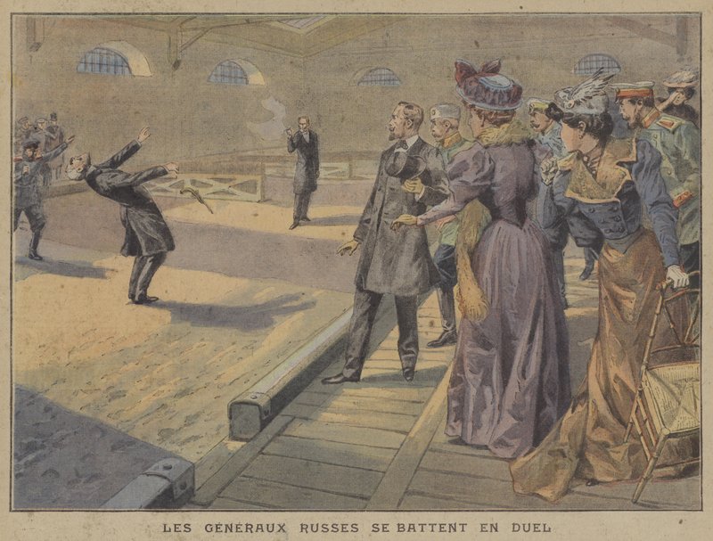 Duelo entre dois generais russos (cor litho) de French School