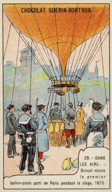 Duruof faz o primeiro voo de balão postal durante o Cerco de Paris de French School