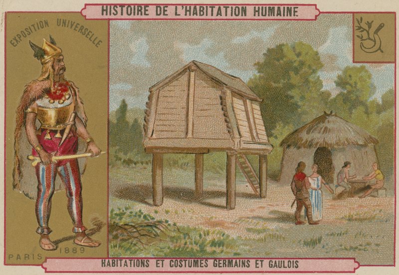 Habitações e trajes da antiga Alemanha e da Gália de French School